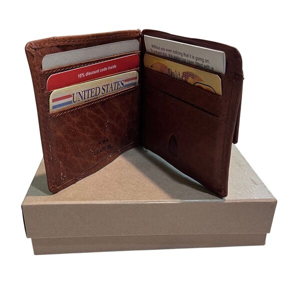 Premium Leather Mens Wallet W/Money Clip & Coin Pocket RFID Protected By Spikes - Picture 3 of 3